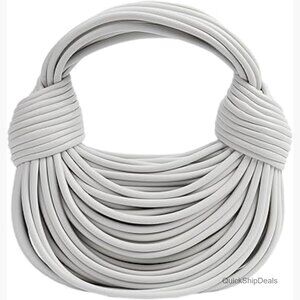 Woven Knotted Bread Crossbody Clutch Top Handle Noodles Bag PU Leather